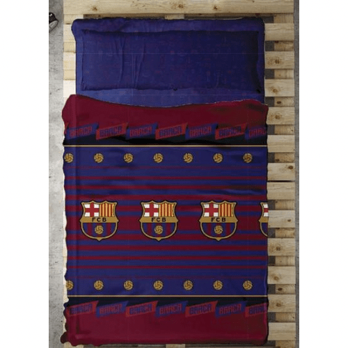 Juego Sábanas F.C. Barcelona Balón 1 Juego Sábanas F.C. Barcelona Balón están confeccionadas en 50% algodón - 50% poliéster con tejidos naturales de alta calidad.