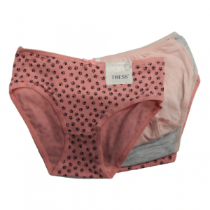 Pack de 3 braguitas algodón Tress Huellas. Estas bragas de la marca Tress las encontrarás en diferentes estampados y colores a un precio irresistible.