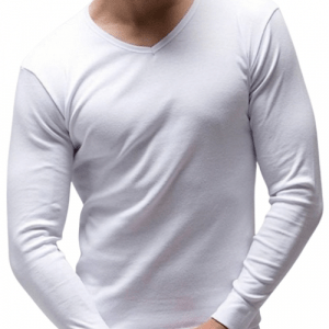 Camiseta Interior Algodón Hombre Manga Larga de pico