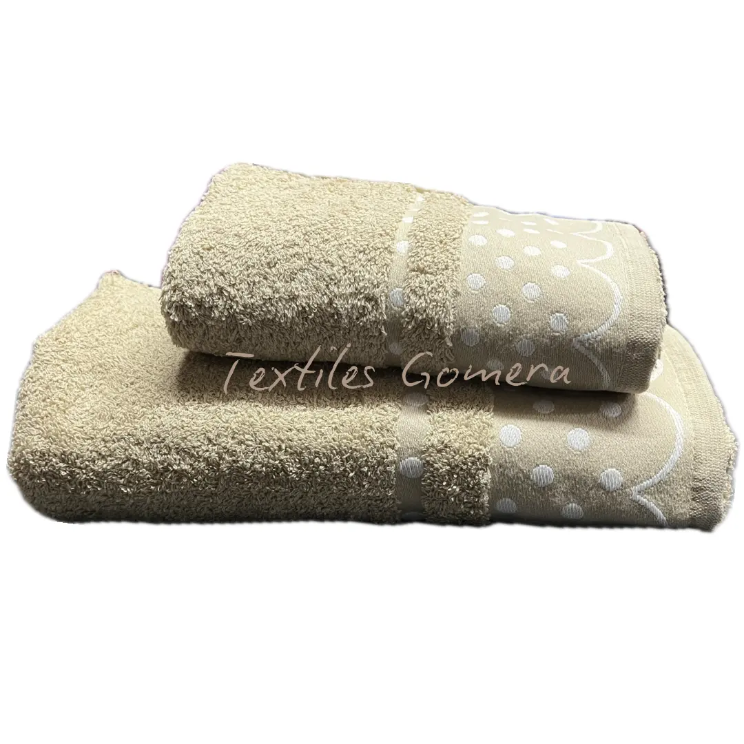 Toalla Algodón Topos Beige 500Gr 2 Toalla Algodón Topos Beige 500Gr