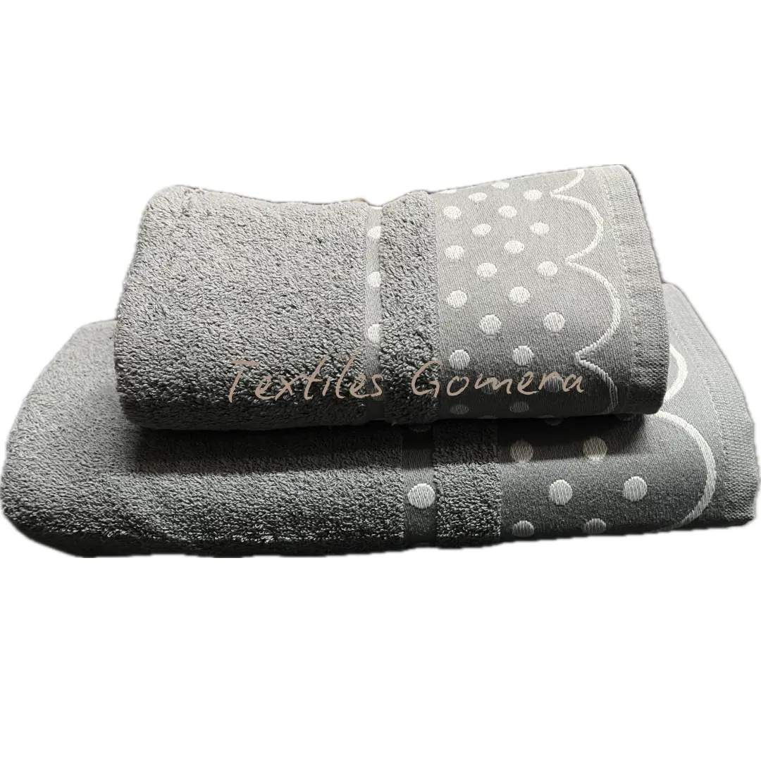 Toalla Algodón Topos Gris 500Gr 2 Toalla Algodón Topos Gris 500Gr