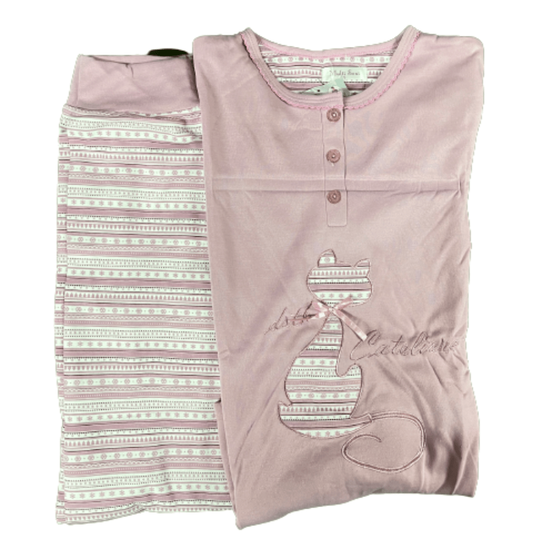 Pijama Afelpado Miau rosa de Chica 1 Pijama Afelpado Miau rosa de Chica con tejido perchado con felpa en el interior, que aporta calidez y confort. Estilo juvenil y original.