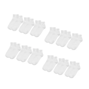 12 Pares de Calcetines Tobillero Blanco