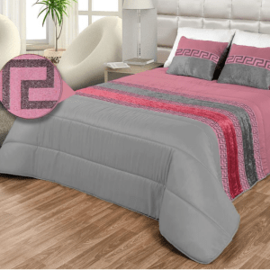 Edredón decorativo Grego rosa diseño exclusivo en color jade y gris que combina a la perfección con cualquier estilo de decoración.