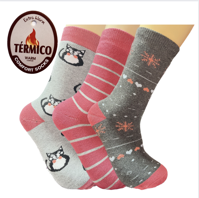Calcetines térmicos surtidos de chica 1 Los Calcetines térmicos surtidos de chica son la opción perfecta para las mujeres que buscan comodidad y calor en los días fríos.