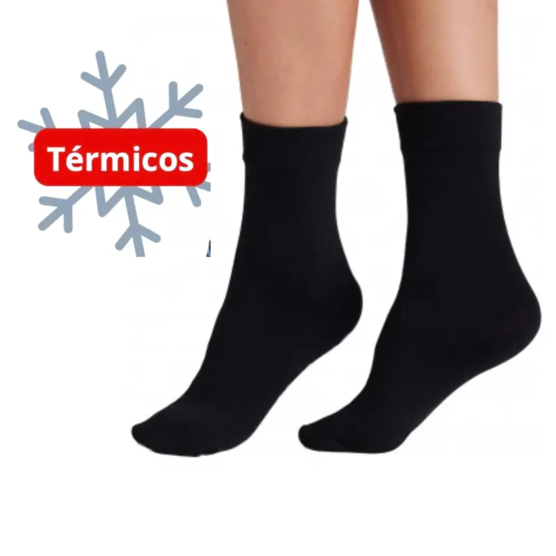 Calcetines medias térmicos negros 1 Mantén tus pies calientes y cómodos con nuestros Calcetines medias térmicos negros. Su interior afelpado te proporcionará una agradable sensación de calor.