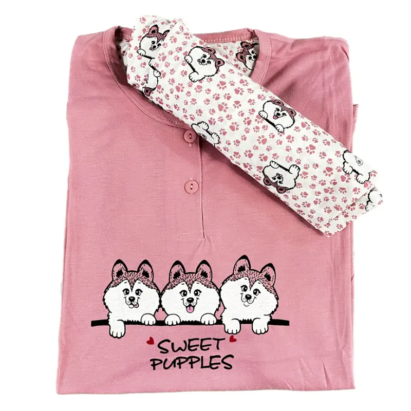 Pijama de entretiempo Husky rosa 1 Pijama de entretiempo Husky rosa