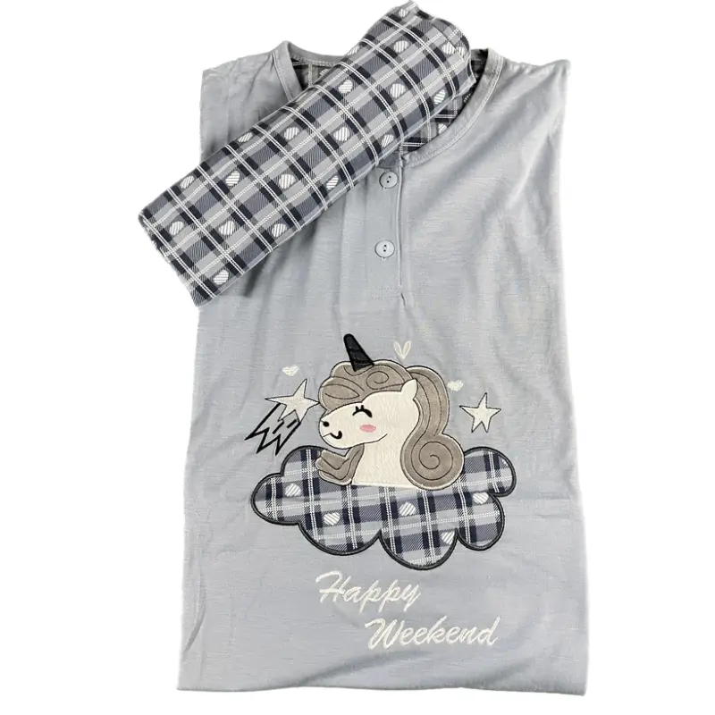 Pijama de entretiempo Unicornio azul 1 Pijama de entretiempo Unicornio azul
