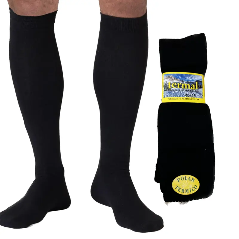 Calcetines térmicos largos negros de montaña 1 Calcetines térmicos largos negros de montaña para caza y pesca son ideales para cualquier actividad al aire libre. Son perfectos para caminar, correr, etc.