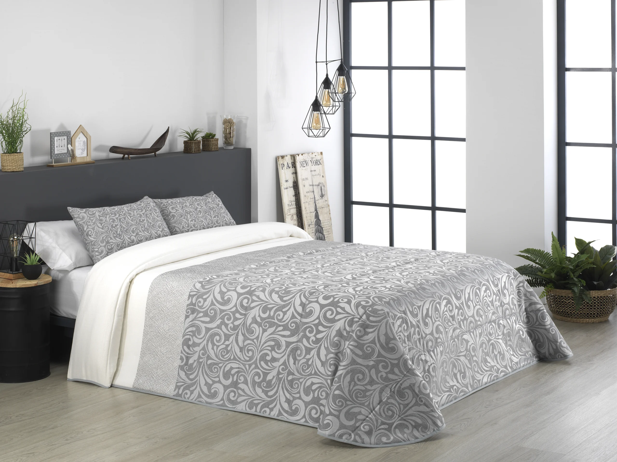 Edredón confort jacquard Tahití gris de Mapuca 1 Edredón confort jacquard Tahití gris de Mapuca