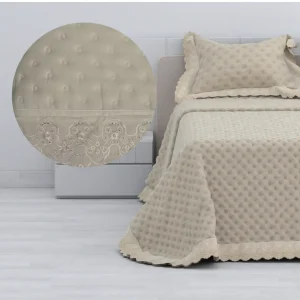 Colcha volante Bordado Victoria beige