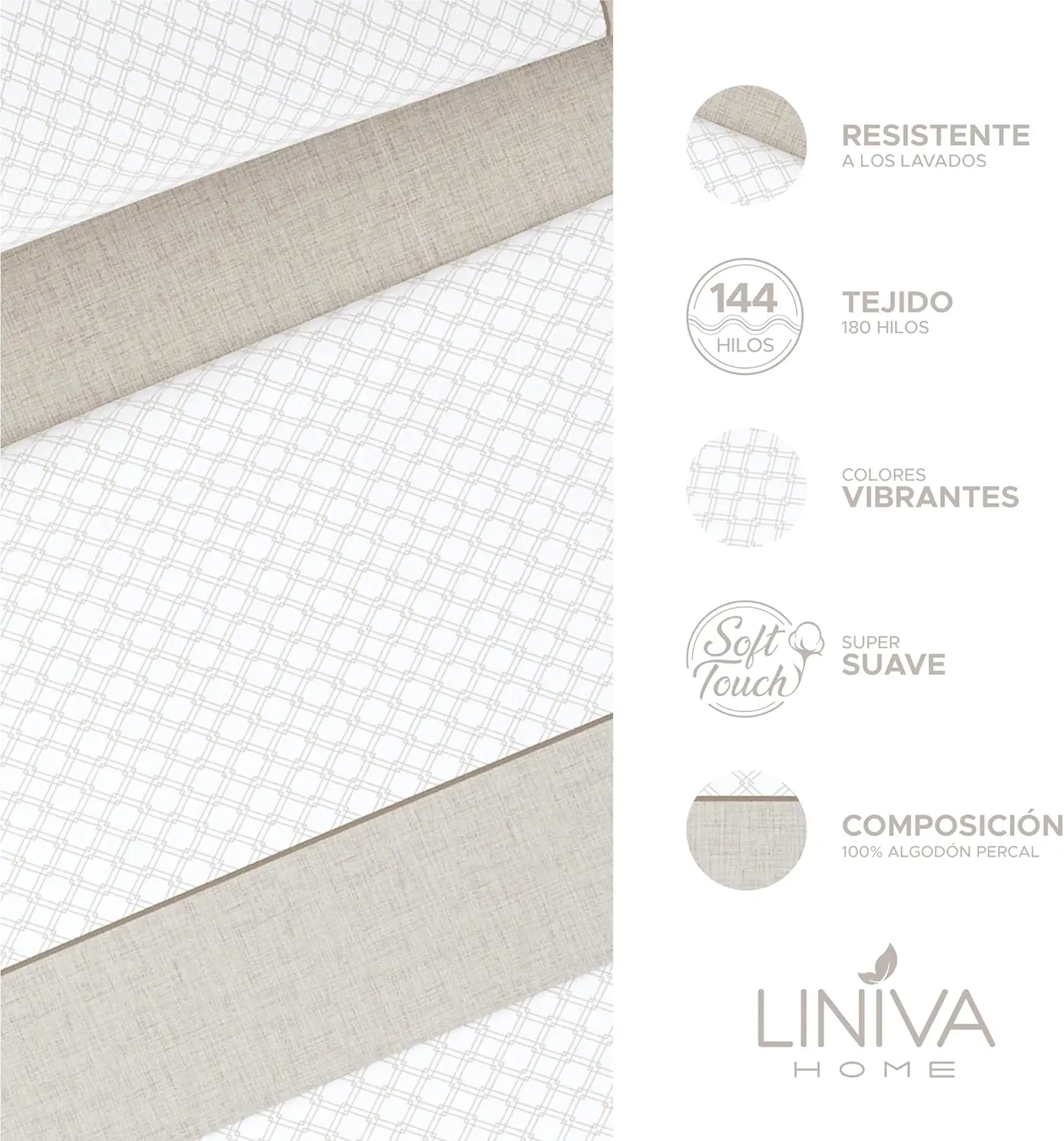Sábanas algodón Ravello beige 4 Sábanas algodón Ravello beige - Imagen 4