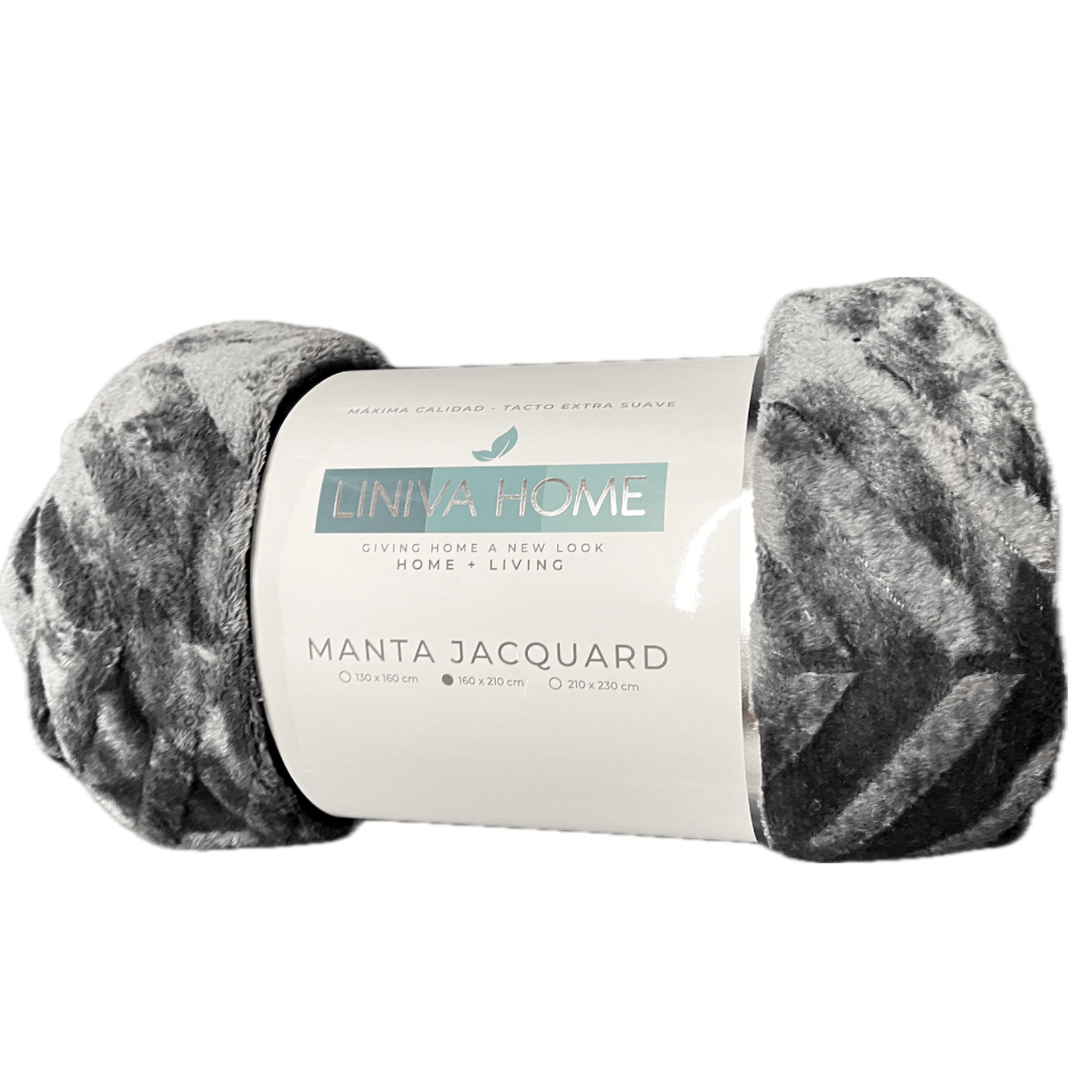 Manta Plaid Jacquard Gris 1 Manta Plaid Jacquard Gris