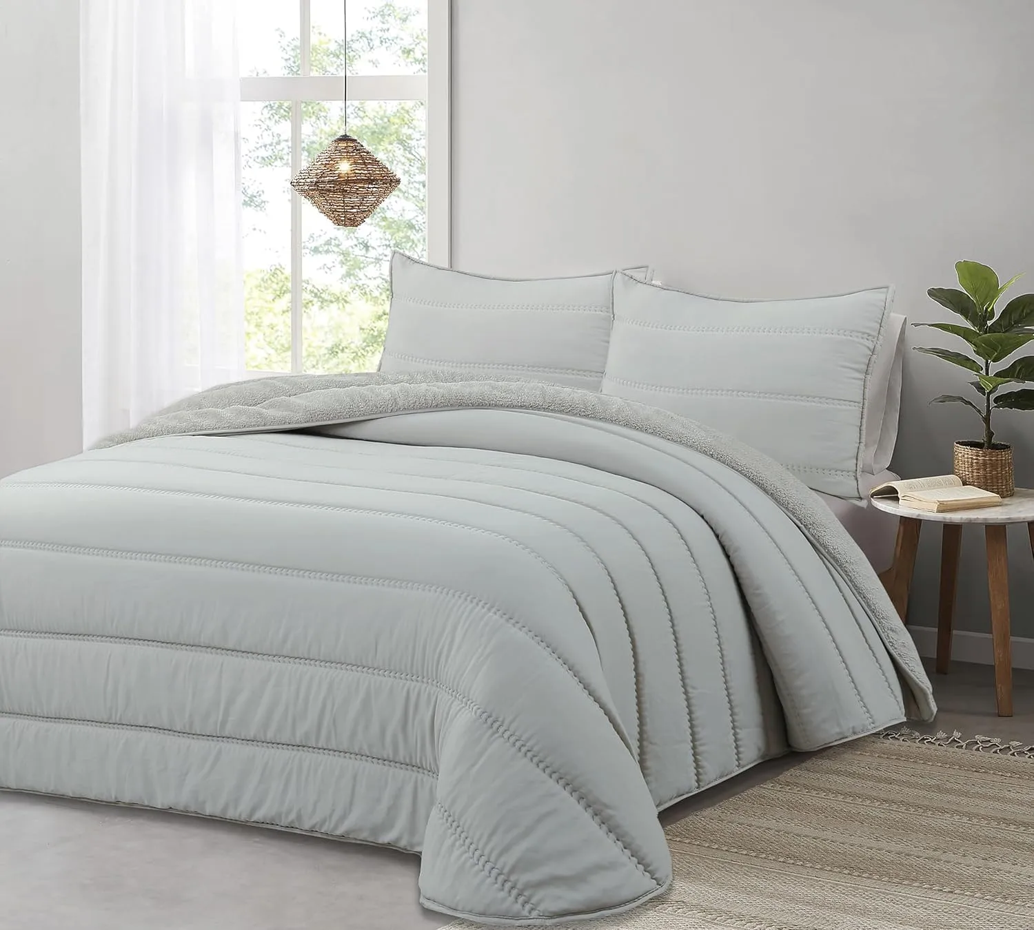 Edredón Comforter Sherpa Eliana gris 1 Edredón Comforter Sherpa Eliana gris