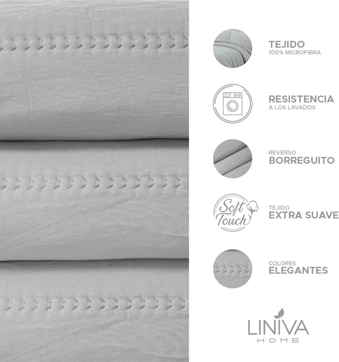 Edredón Comforter Sherpa Eliana gris 4 Edredón Comforter Sherpa Eliana gris - Imagen 4
