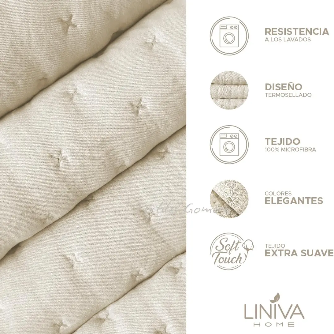 Colcha Bouti Lavada Santorini Beige 5 Colcha Bouti Lavada Santorini Beige - Imagen 5