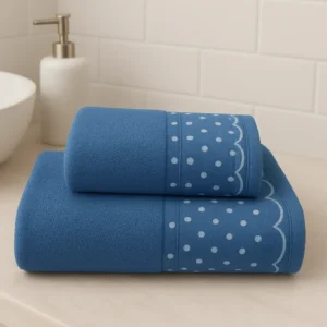 Toalla Algodón Topos Azul