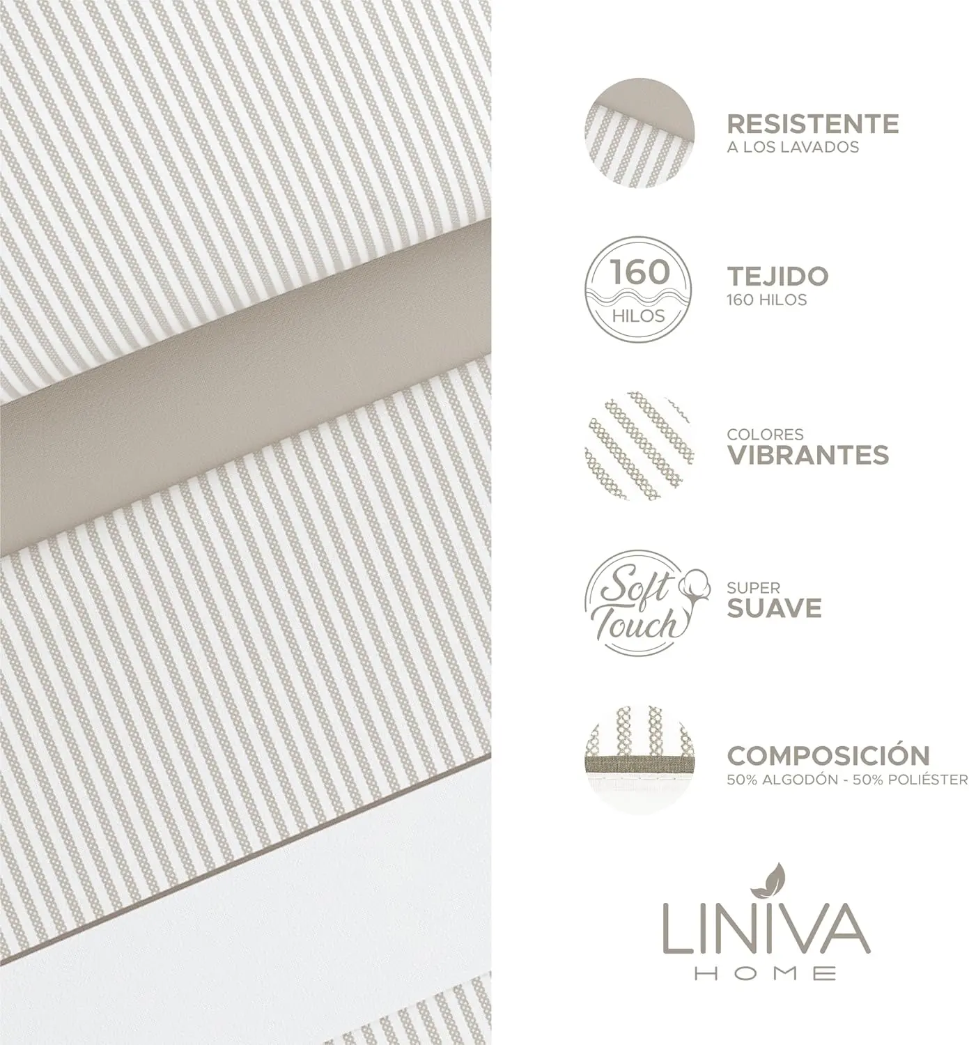 Sábanas algodón Premium Giorgia beige 4 Sábanas algodón Premium Giorgia beige - Imagen 4