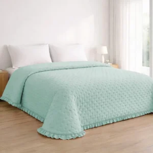 Colcha stonewash volante Novara aqua