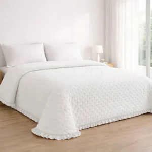Colcha stonewash volante Novara blanca