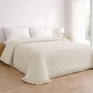 Colcha stonewash volante Novara beige