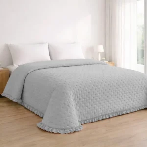 Colcha stonewash volante Novara perla