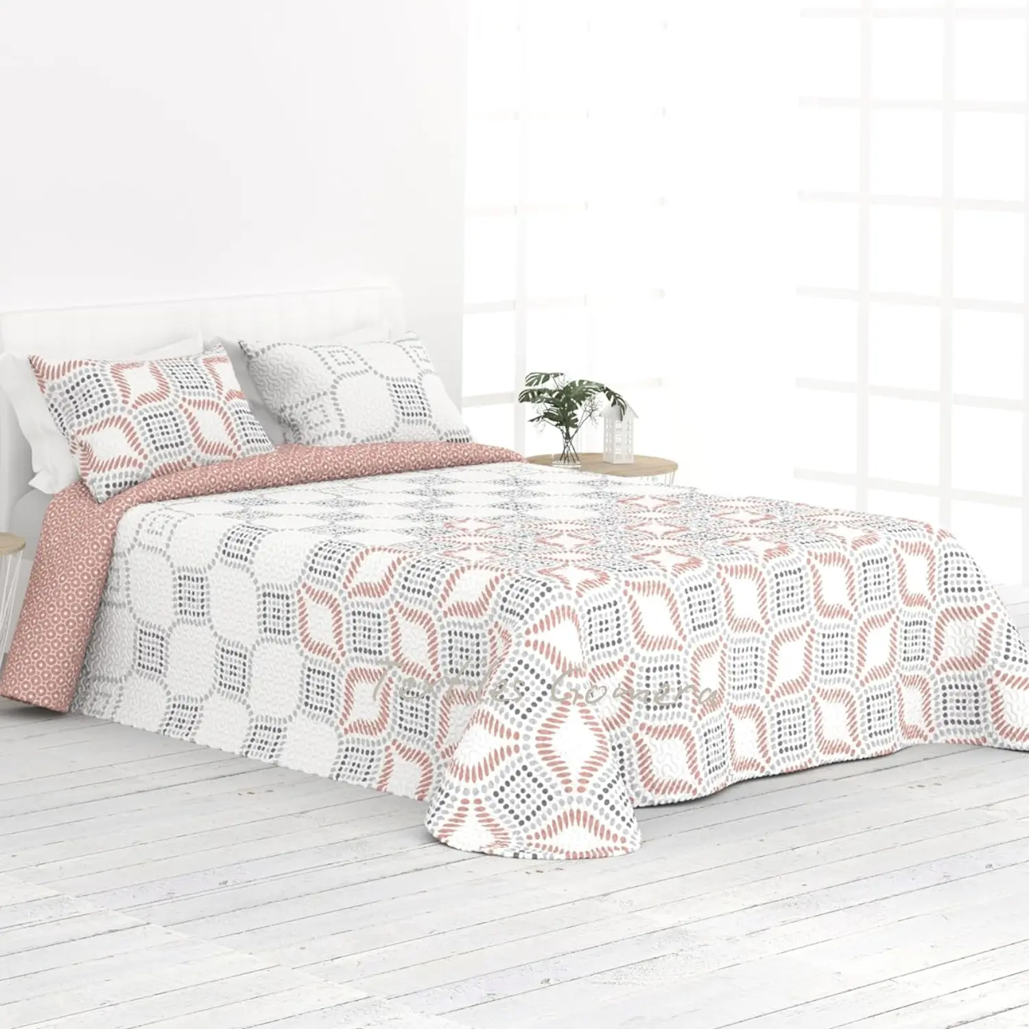 Colcha Reversible Azulejo rosa 2 Colcha Reversible Azulejo rosa