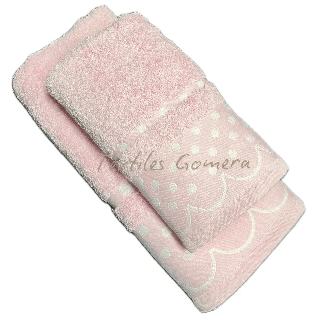 Toalla Algodón Topos rosa 3 Toalla Algodón Topos rosa - Imagen 3