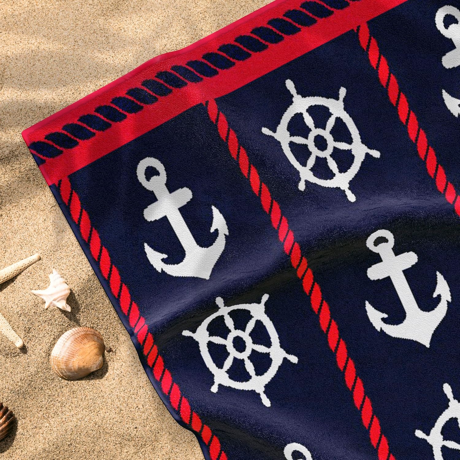Toalla de Playa Anclas – 100% Algodón Egipcio | Extra Suave, Absorbente y de Gran Tamaño 2 Toalla de Playa Anclas – 100% Algodón Egipcio | Extra Suave, Absorbente y de Gran Tamaño - Imagen 2