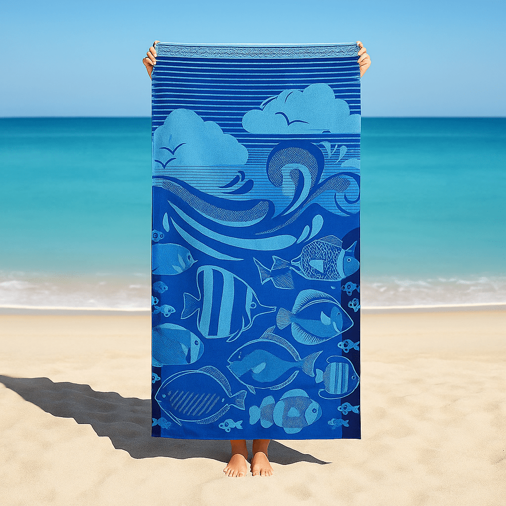 Toalla de Playa Oceano – 100% Algodón Egipcio | Extra Suave, Absorbente y de Gran Tamaño 1 Toalla de Playa Oceano