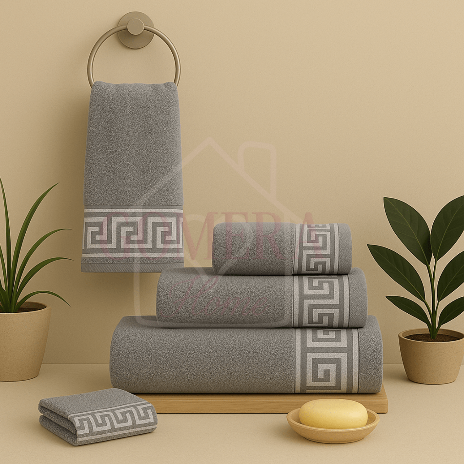 Juego de toallas Guadalupe gris 1 Juego de toallas Guadalupe gris