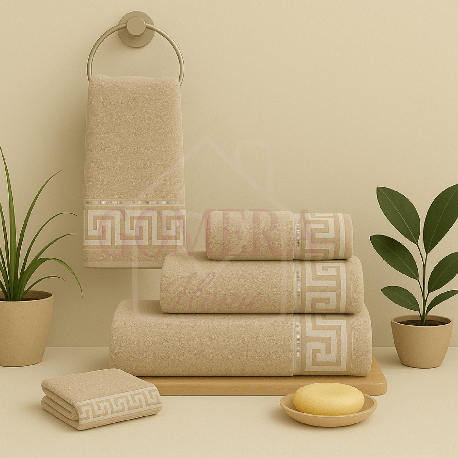 Juego de toallas Guadalupe beige 1 Juego de toallas Guadalupe beige