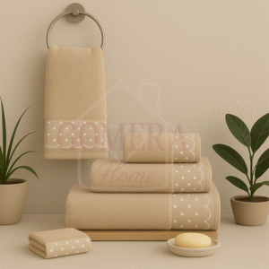 Juego de toallas Topos beige