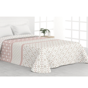 Colcha barata reversible Zahara coral