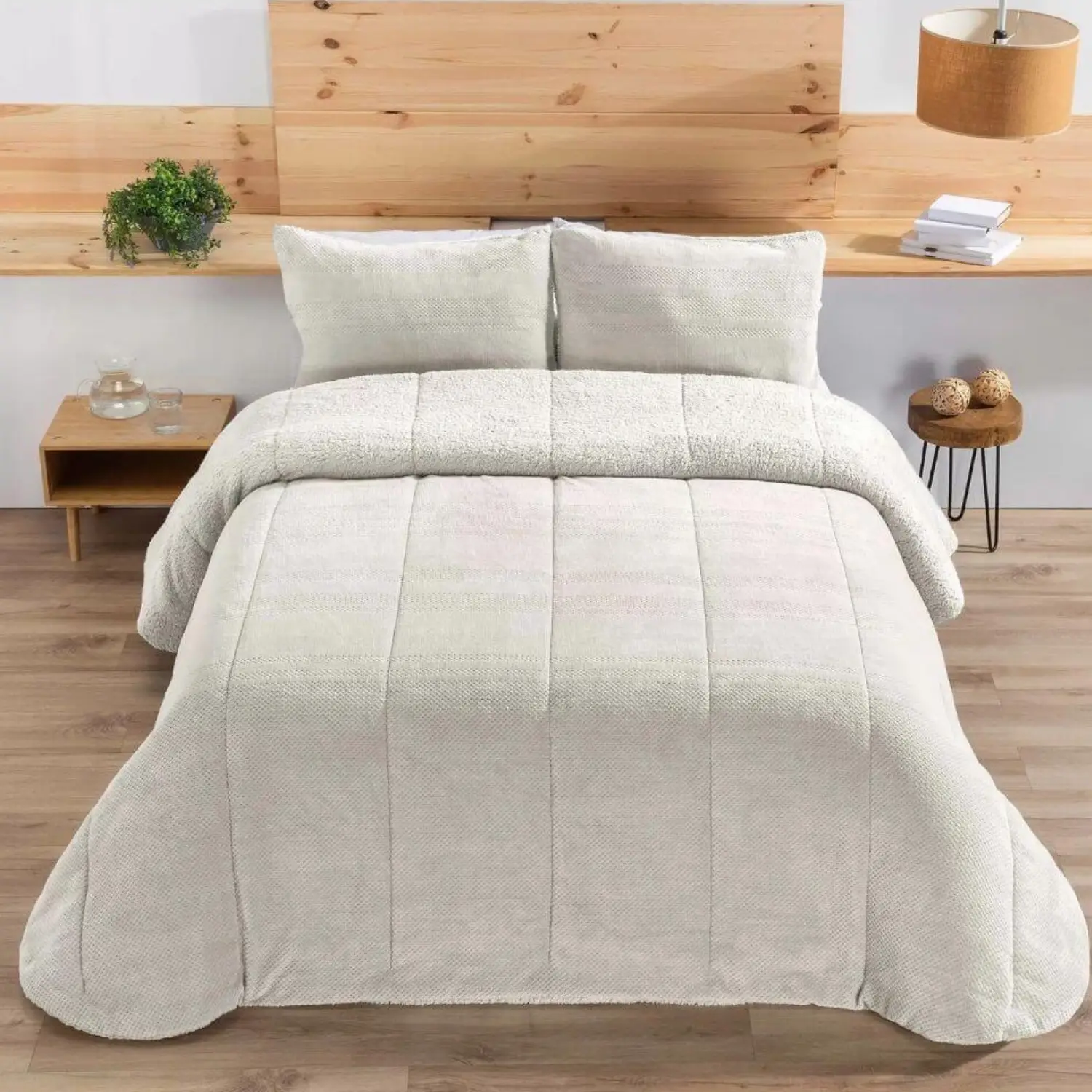Edredón Sherpa Riso Marfil de Manterol – Confort, Estilo y Calidez en Cada Noche 1 Edredón Sherpa Riso Marfil