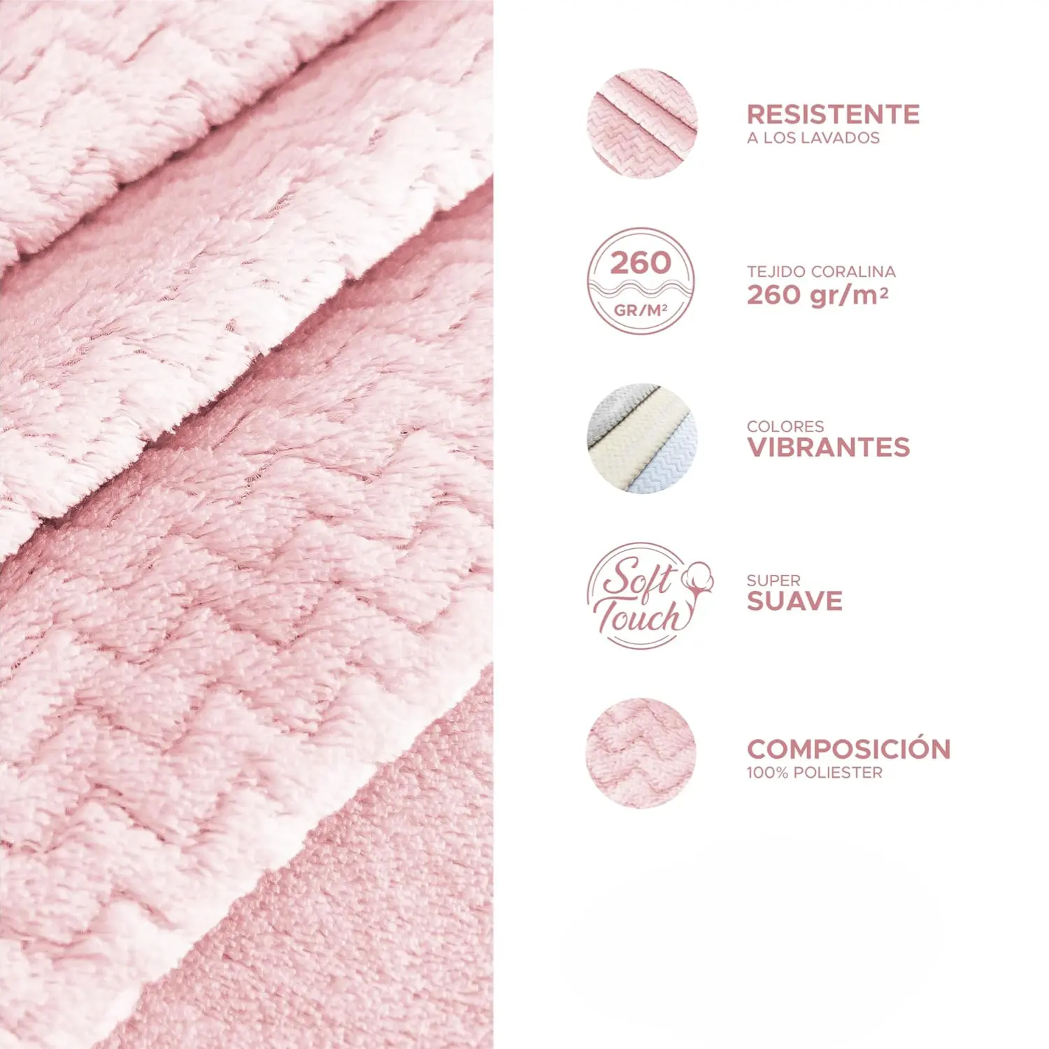 Sábana coralina jacquard Loren rosa 3 Sábana coralina jacquard Loren rosa - Imagen 3
