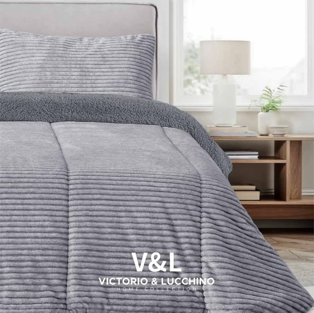 Edredón Comfort Sherpa Melange gris Victorio & Lucchino 2 Edredón Comfort Sherpa Melange gris Victorio & Lucchino