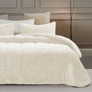 Edredón Comforter Sherpa Hexágono Marfil Victorio & Lucchino