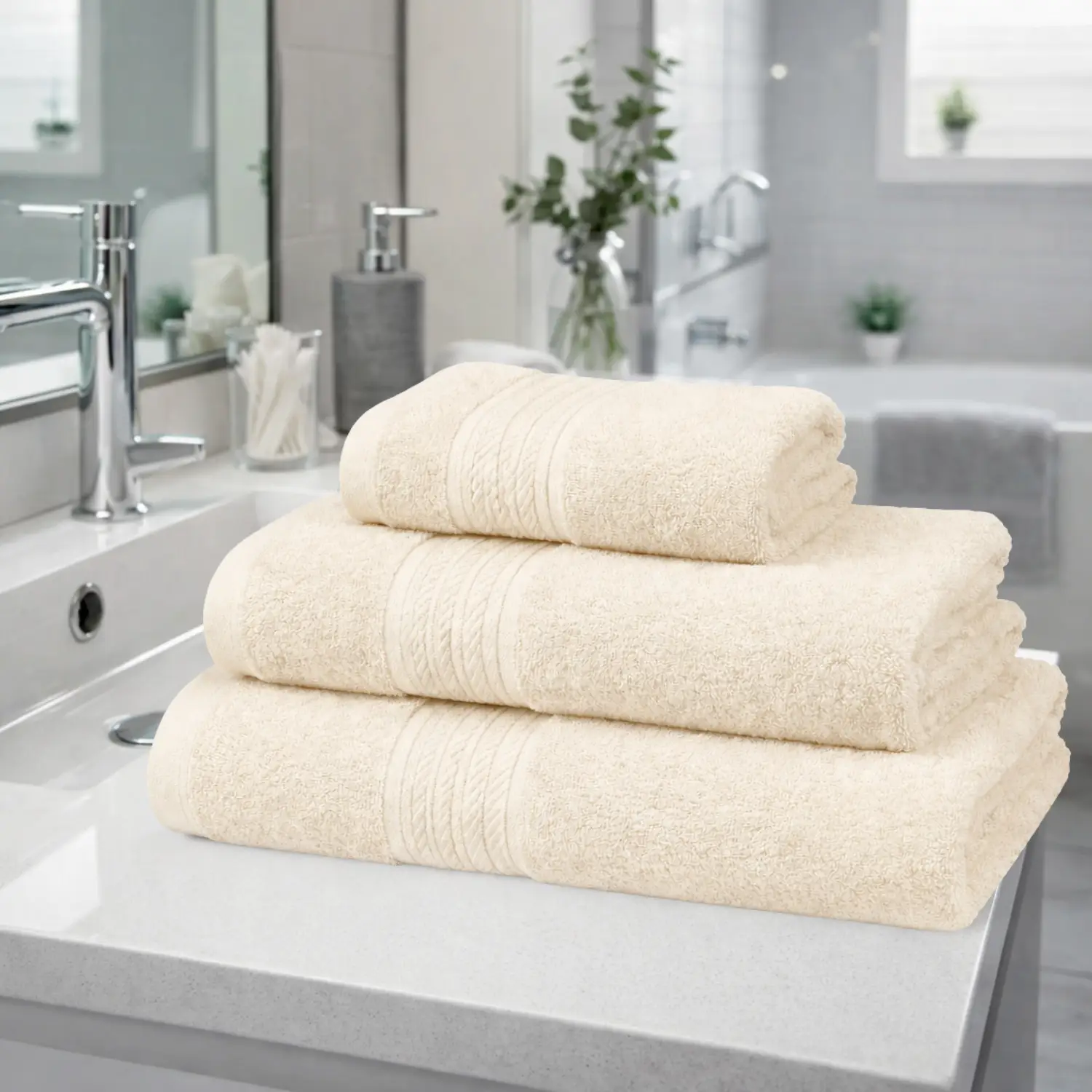 Toallas de baño premium marfil 1 Toallas de baño premium marfil