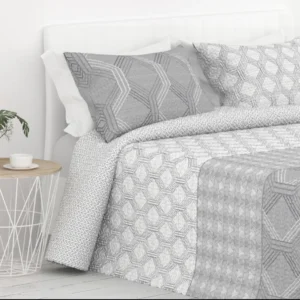 Colcha Reversible Rombos gris