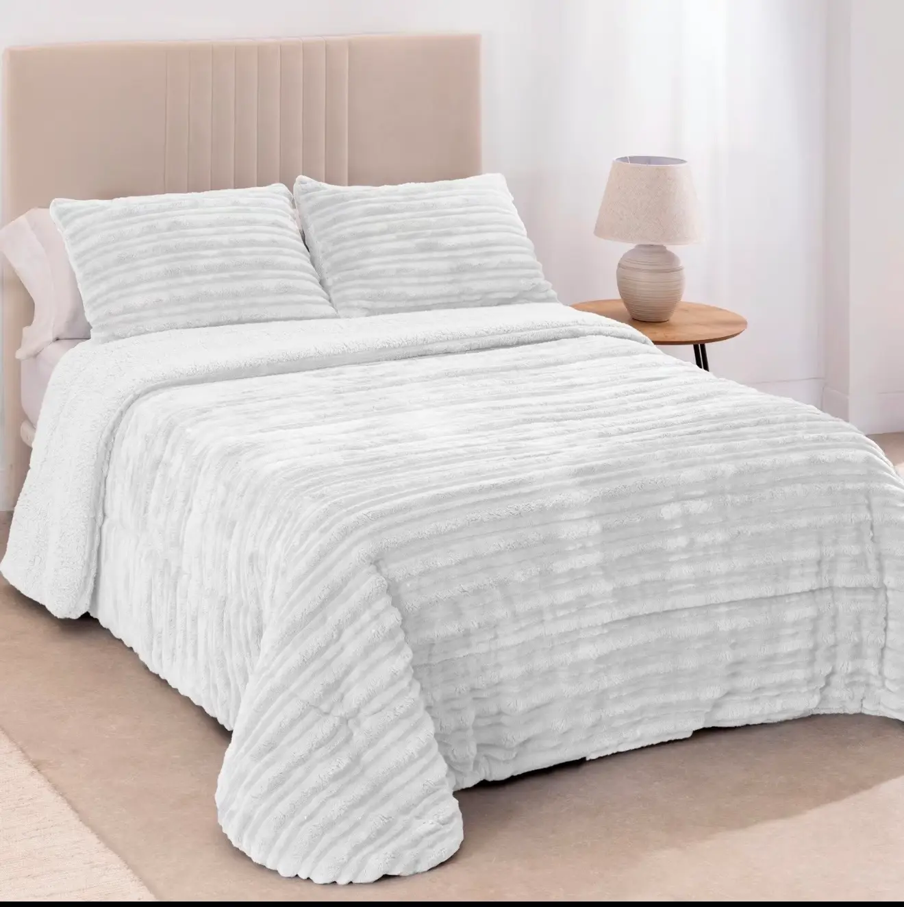 Edredón Comforter Sherpa Kieva Blanco Karamelo 1 Edredón Comforter Sherpa Kieva Blanco Karamelo