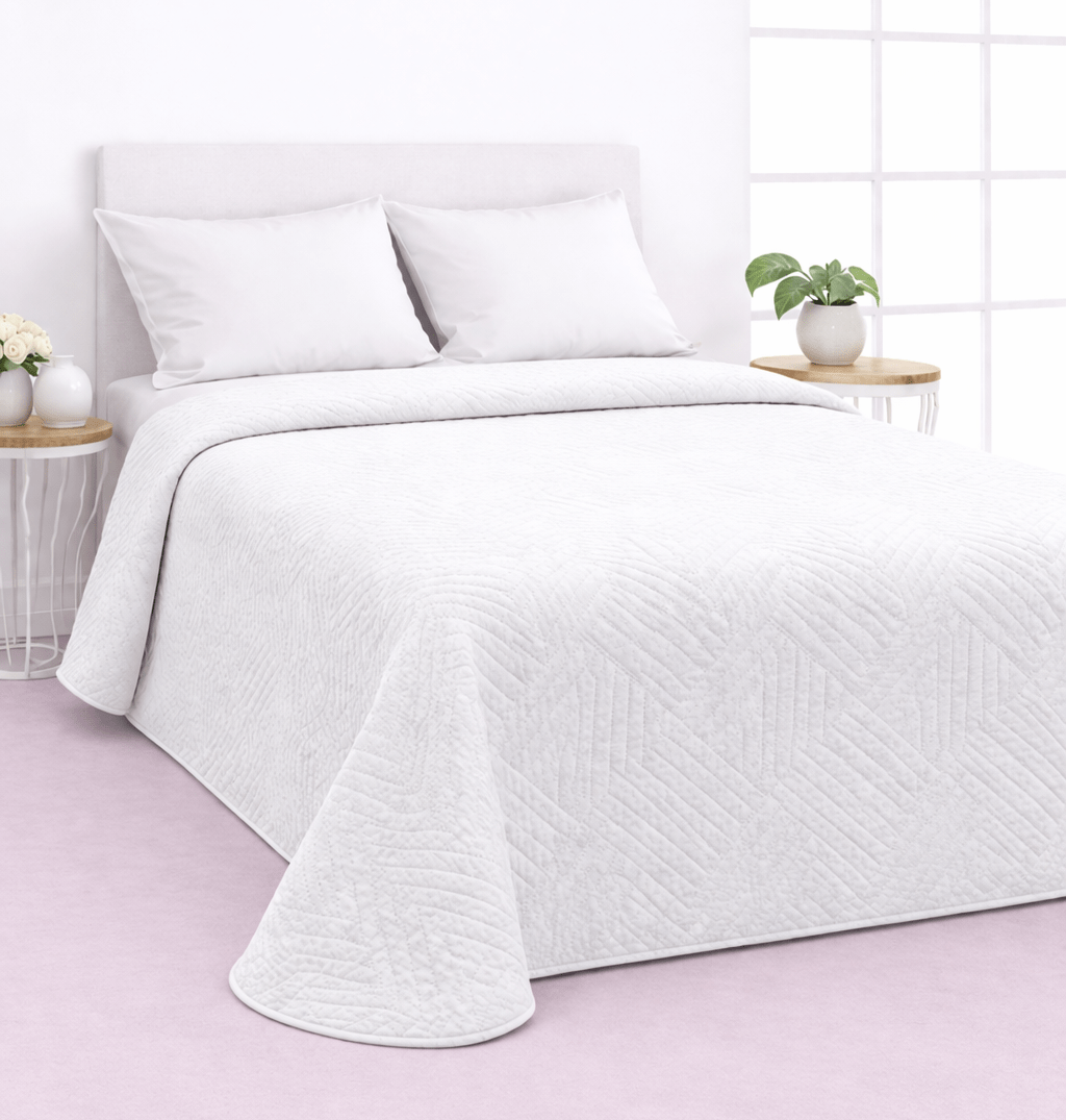 Colcha Barata Lisa Vernia blanca – Ligera, elegante y económica para tu dormitorio 1 Colcha Barata Lisa Vernia blanca