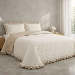 Colcha Doble Volante Elvira Beige