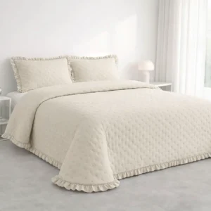 colcha con volante Marina beige