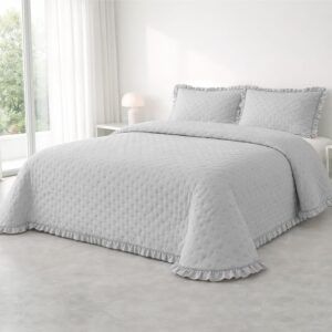 colcha con volante Marina gris