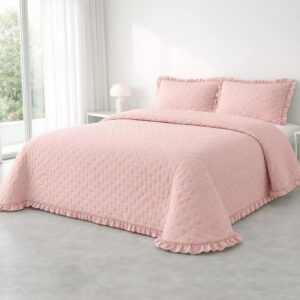 colcha con volante Marina rosa