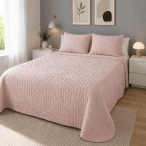 colcha Atenea rosa con tufting