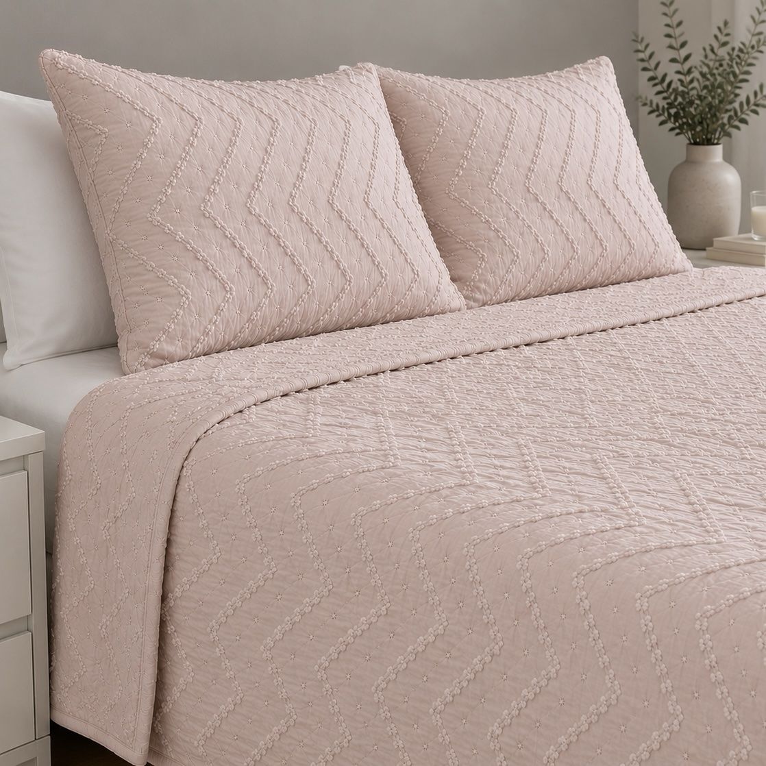 colcha Atenea rosa con tufting 2 colcha Atenea rosa con tufting - Imagen 2