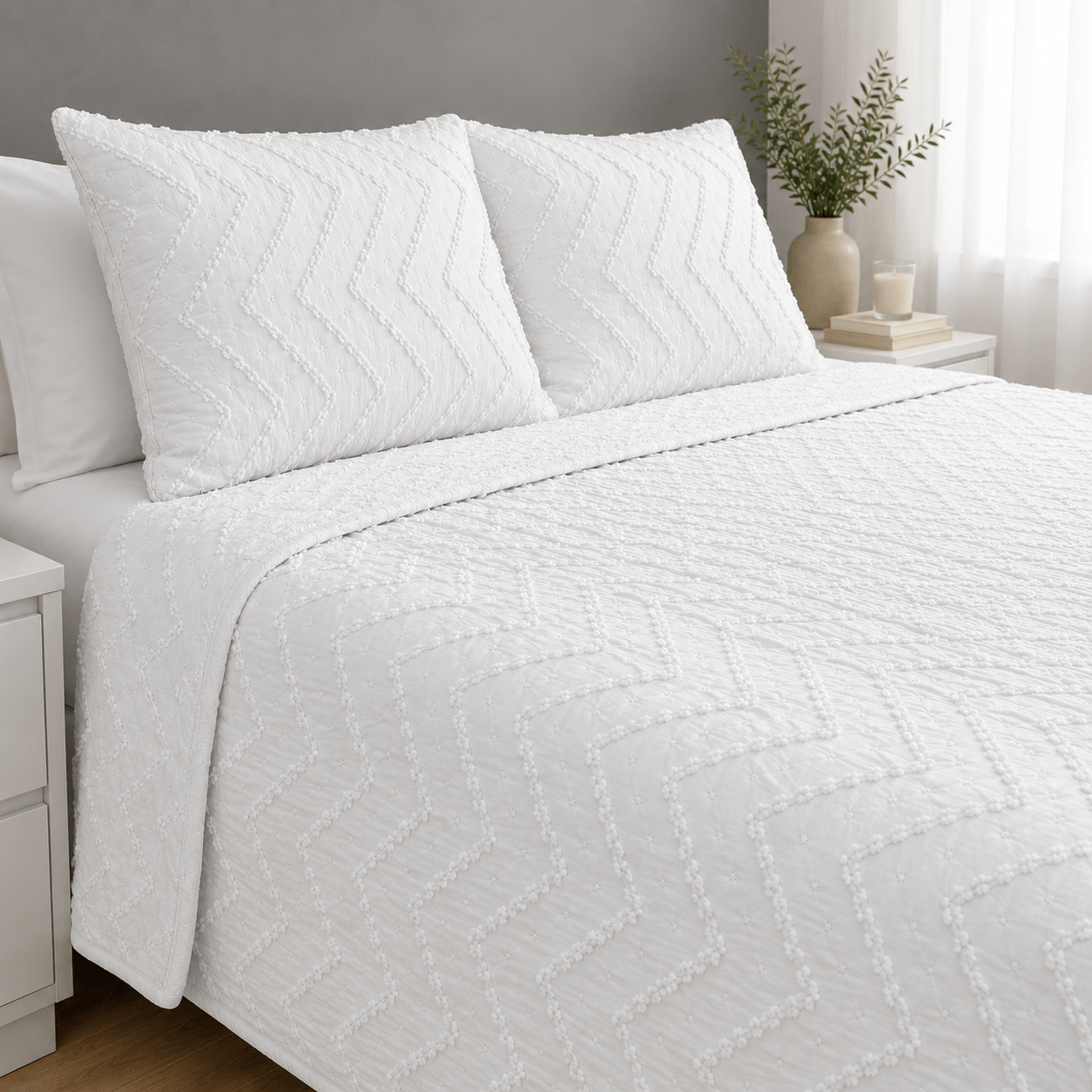 Colcha Atenea Blanca con tufting 2 Colcha Atenea Blanca con tufting - Imagen 2