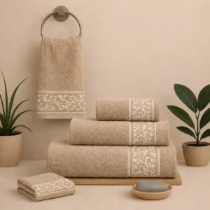 Juego de toallas Badajoz beige